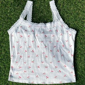 Cherry Lace Trim Women’s Top